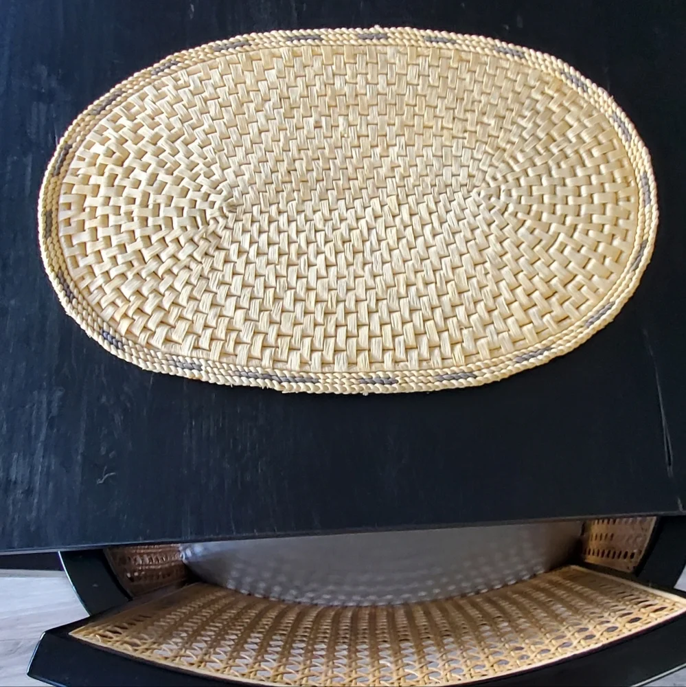 Boho 6 Thick Oval Woven Table Placemats, Natural, 12
